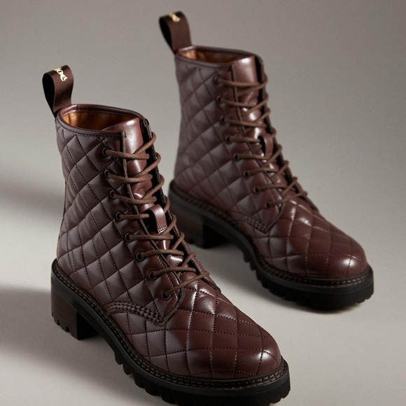 See by Chloe Brown Quilted Combat Boots - Picture 3 of 3
